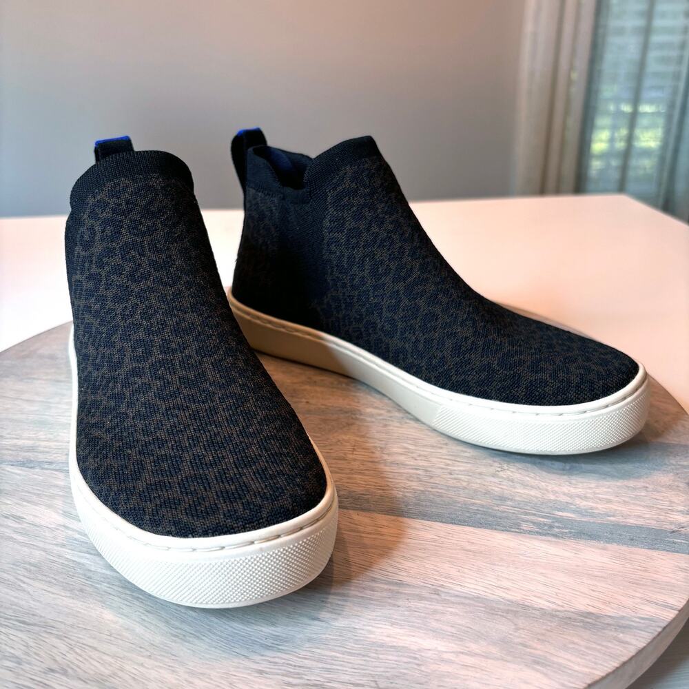 Rothy's The Chelsea Wildcat Leopard Knit Ankle Boots Women's Size 8 Sneakers